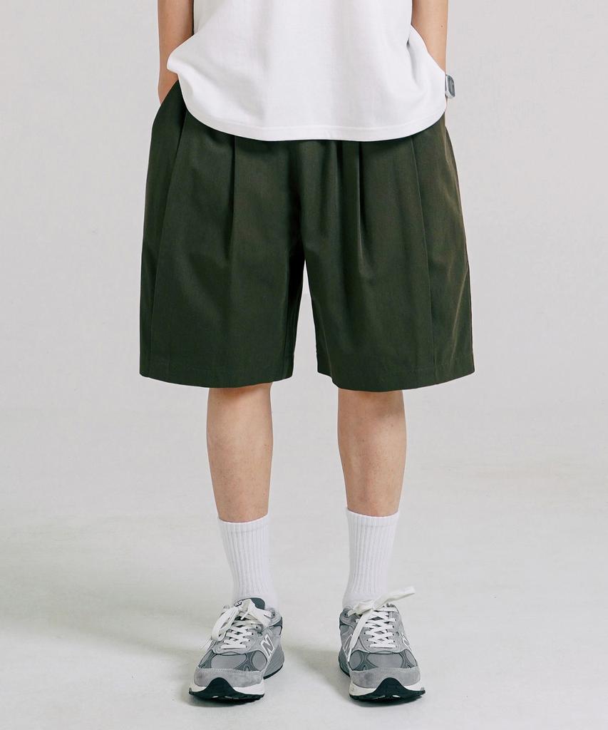 JEMUT Nose Tencel Cotton Double-Pleat Bermuda Shorts 8 Styles Khaki Kjsp2480