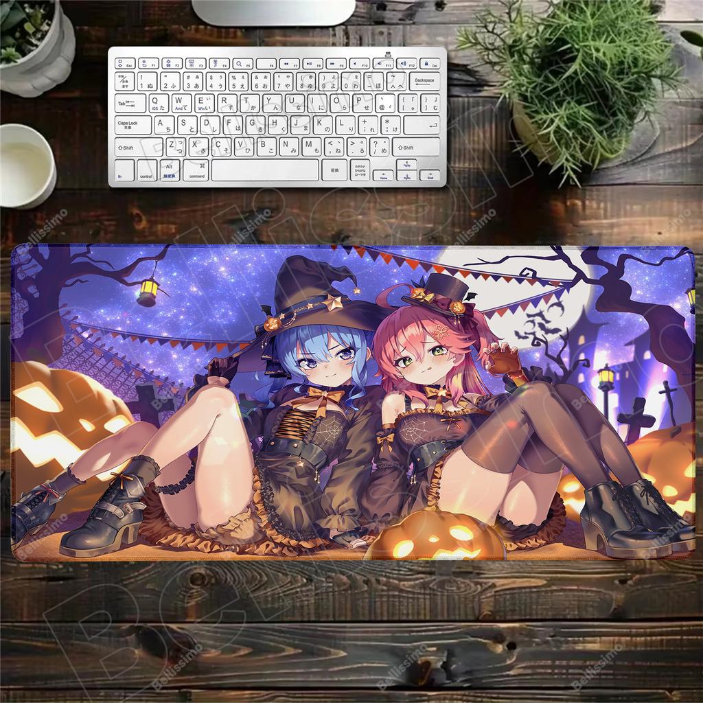Large Mouse Pad Hoshimachi Suisei Anime Computer Notebook Hololive Gaming Setup Accessories Mouse Mat Non-slip Keyboard Desk Pad