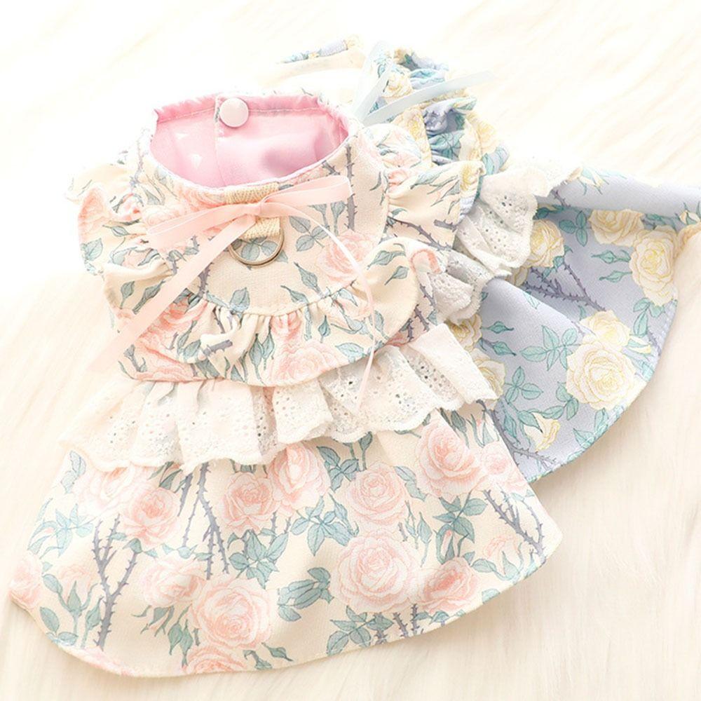Pretty Dog Lace Skirt Floral Pattern Puppy Wedding Skirt Unique Cute Puppy Clothes  Dog Clothes
