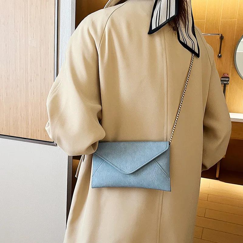 Versatile Women's Shoulder Bag New Trendy and Minimalist Envelope PU Bag Chain Handle Crossbody Bag Fashion