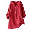 Women's V Neck Long Sleeve Linen Shirt Loose Fit Casual Commuter Blouse for All Occasions