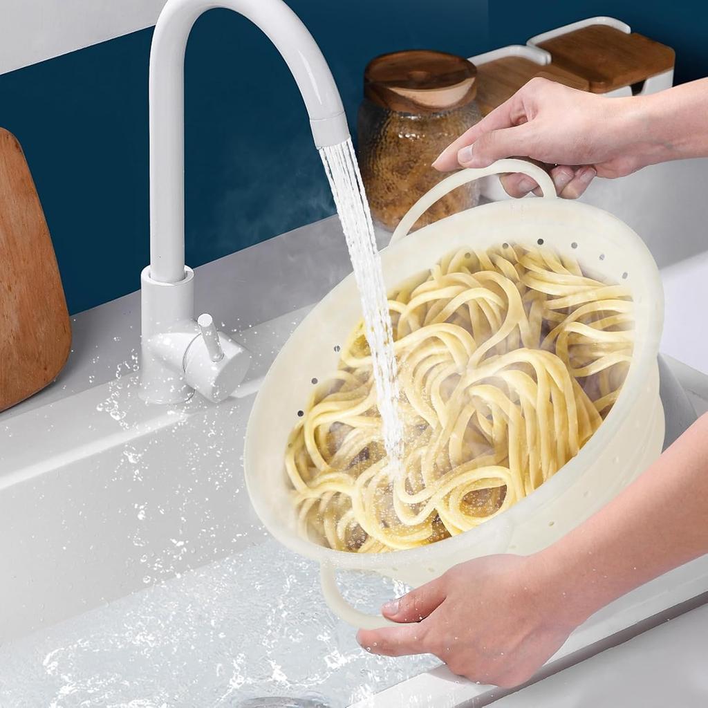 Kkioiome Strainers and Colanders, Silicone Collapsible Sink Collander, 13in, Strainers and Colanders for Kitchen, Large Drainer for Vegetable, Food,