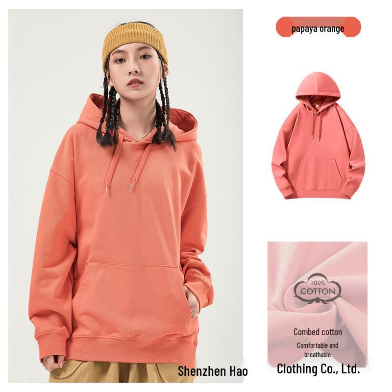 Heavyweight Drop Shoulder Pure Cotton Hooded Sweatshirt with Custom Logo and Printing