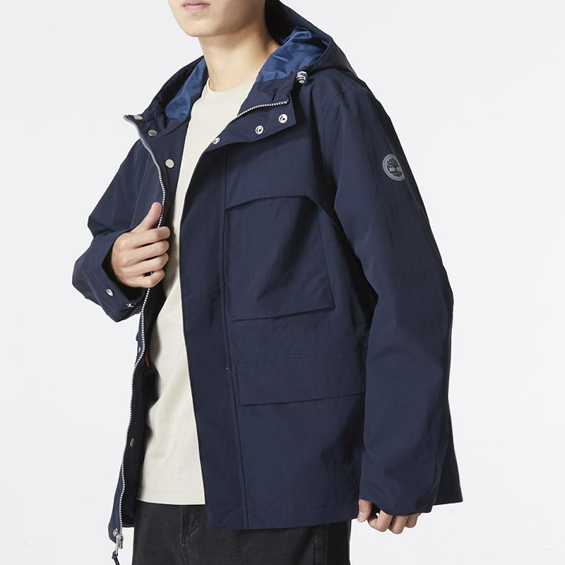 Timberland Solid Color Outdoor Sports Hooded Jacket Men Jackets Dark-Sapphire A69H5-433