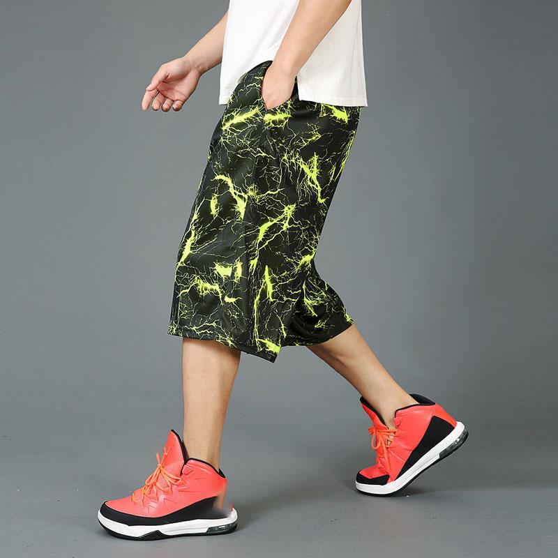Pantalones Cortos de Hombre Secado Rápido Gráfico Shorts de Hombre Largos Oversize Entrenamiento Baloncesto Bermuda Tres Cuartos Elástico