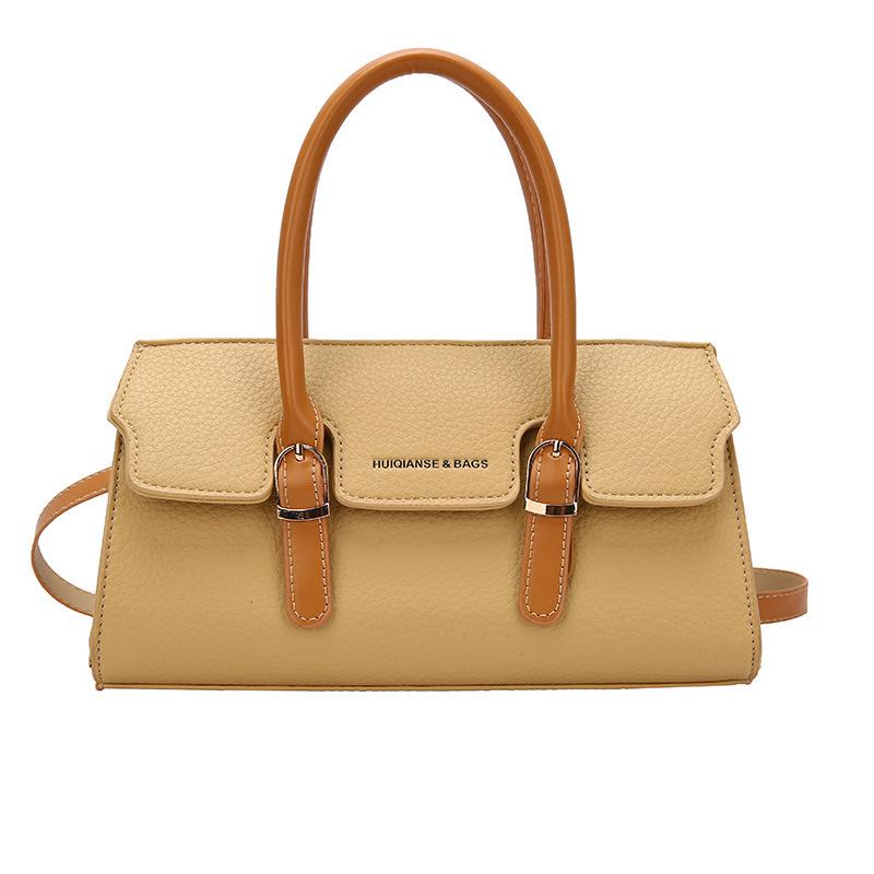 New Retro Contrasting Color Temperament Crossbody Bag Fashion Versatile Simple Casual Pu Leather Shoulder Bag Women'S Handbag