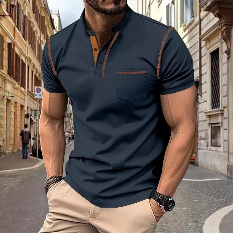 Source universe Zomer 2025 Nieuwe Heren T-shirts met Korte Mouwen Sneldrogende Casual Poloshirts voor Heren M marineblauwe kleur