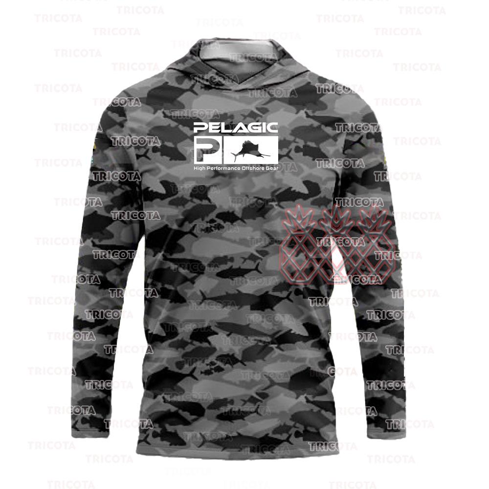PELAGIC Hooded Fishing Suit Outdoor Summer Long Sleeve Sunscreen Suit Quick Drying Breathable Luya Fishing Suit