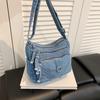 Women's Bag Vintage Denim Bag Travel Crossbody Bag Multi-Layer Shoulder Bag Underarm Bag