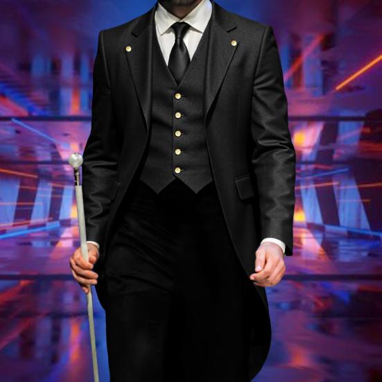 Slim-Fit Tuxedo Jacket Lapel Long-Sleeved Retro Dress Jacket Medieval Style Suit Jacket Festive Parties Wear