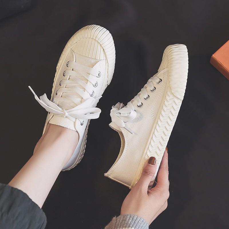 Korean Caramel Biscuit Canvas Sneakers, Ulzzang Hong Kong-Flavored Harajuku Style, Retro 1970s All-Match, E29.