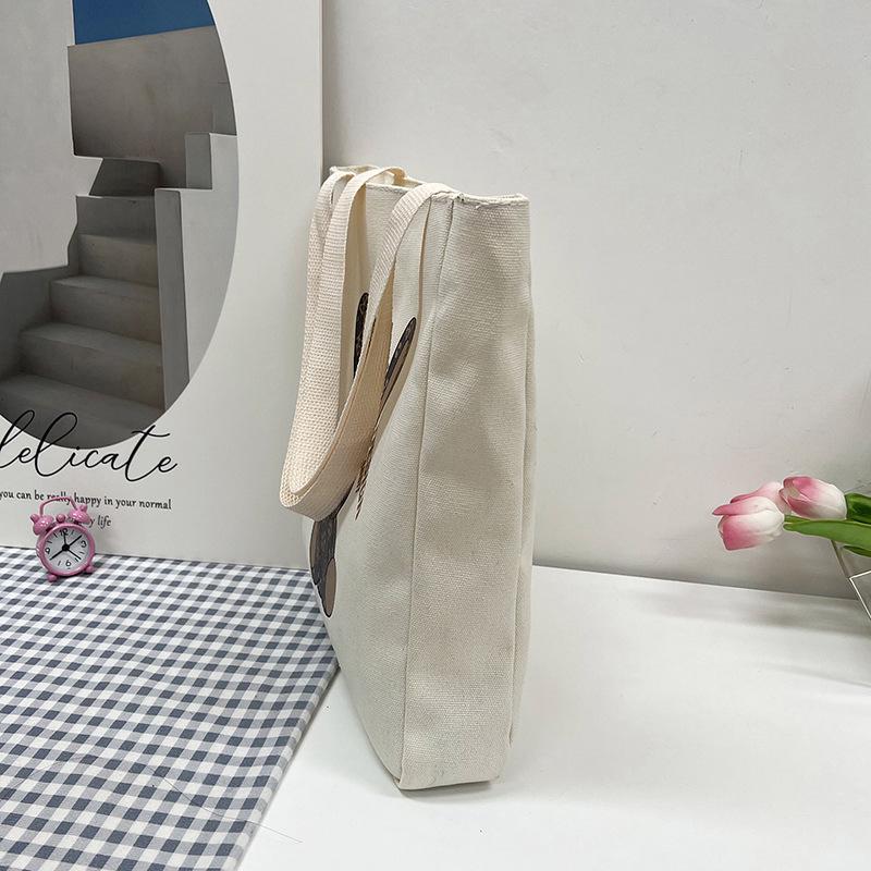 Large capacity canvas bag casual shoulder bag new fashion Harajuku simple cartoon cute tote bag