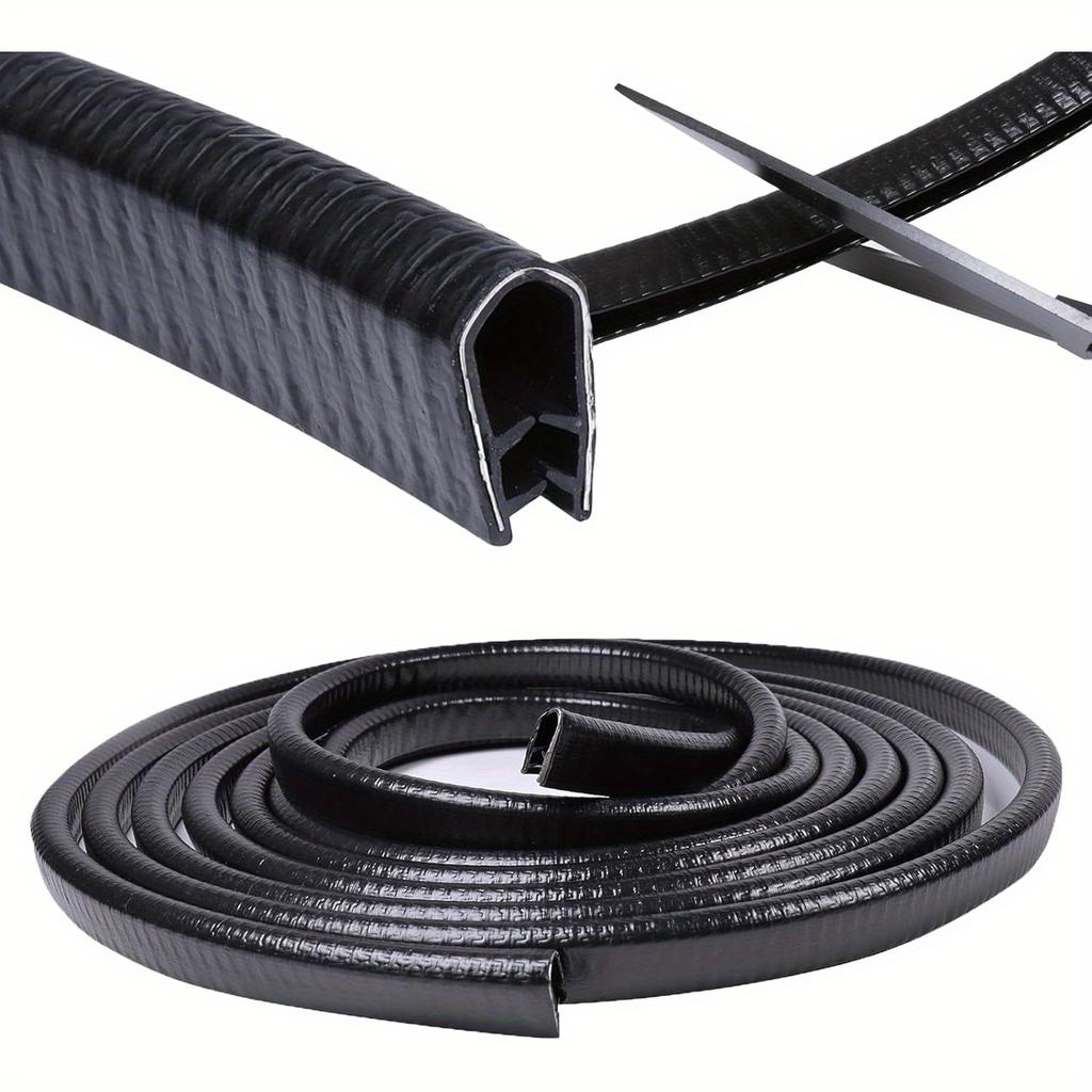 10M/32.8FT Edge Decorative Rubber U-Shaped Channel Strip with Metal Door Edge Protector Car Door Seal