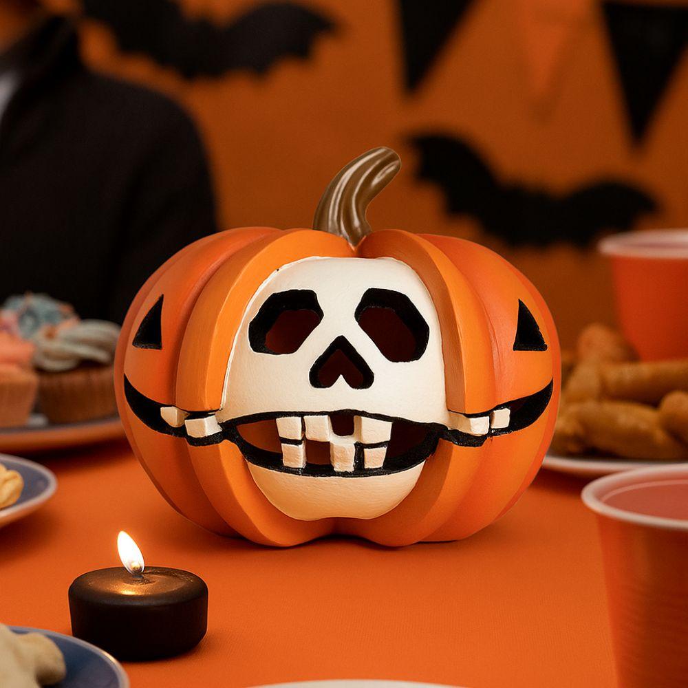 Resin Pumpkin Skeleton Statue Scary Mini Halloween Ornaments Halloween Pumpkin Figurine  Friends