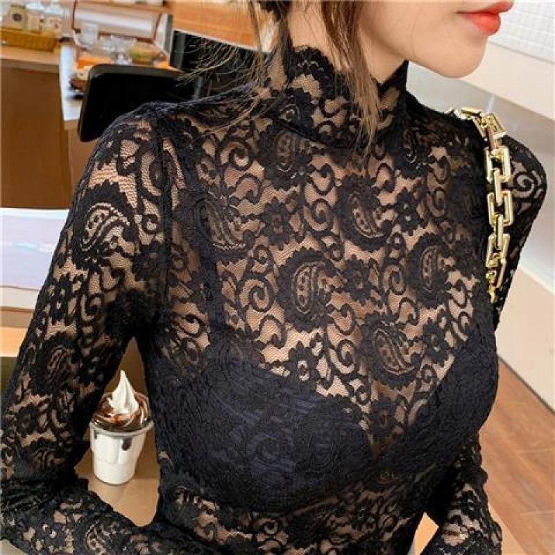 women' lace BLOUSE, openwork, black, elegant, evening, fashionable,