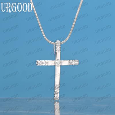 Срібний хрест 925 проби, намисто з підвіскою з циркону. Модні весільні прикраси