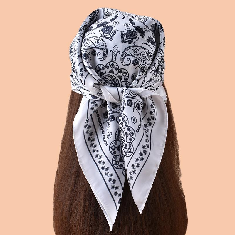 1pc Multicolor Paisley Print Silk Satin Square Scarf Women's Hair Accessory Spring New Versatile Belt Bag Decoration Silk