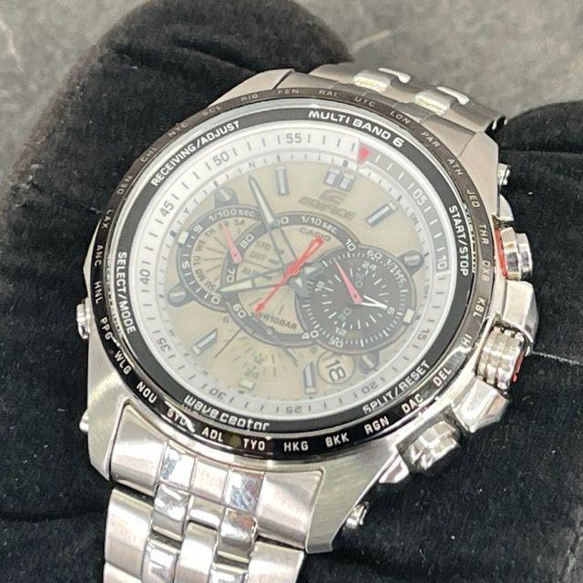 Used EDIFICE [Used] Guaranteed operation CASIO EQW-M710 MULTI BAND 6 TOUGH SOLAR Casio EDIFICE radio clock wristwatch black white / 301013
