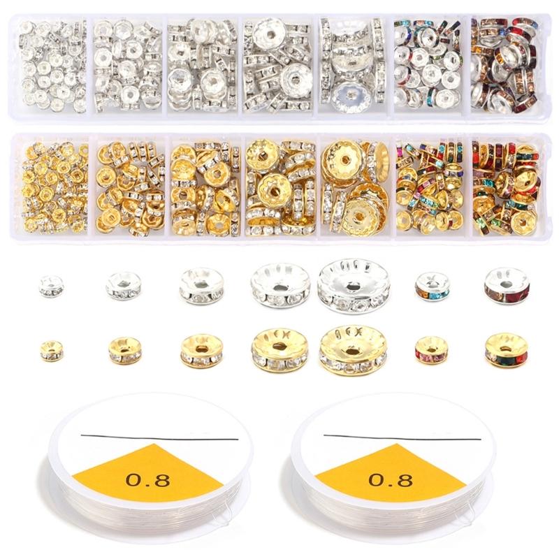 Rhinestones Rondelle Spacer Beads Delicate Rondelle Beads with Sparkling Crystals for Elegant Jewelry Creations