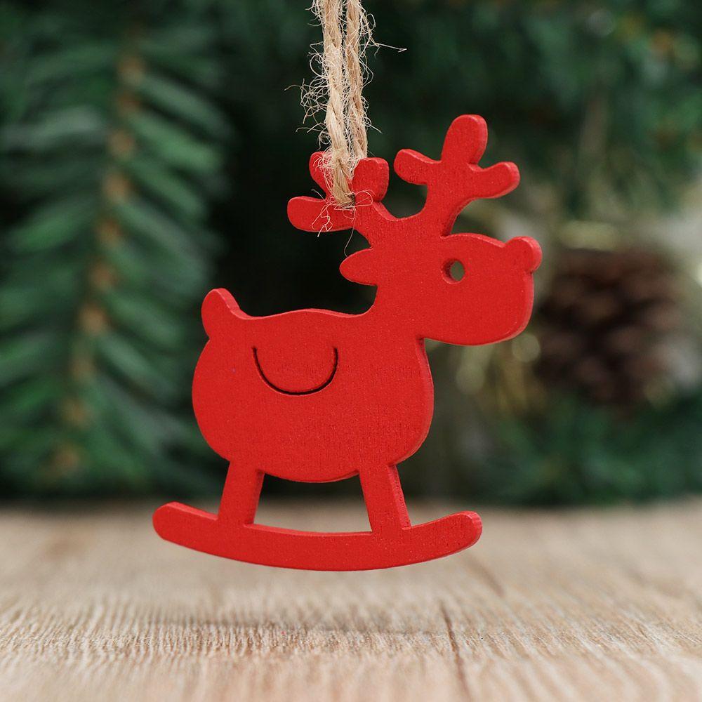 DIY Gifts Drop Pendant Christmas Tree Decoration Santa/Elk/Angel Wooden Ornaments Xmas Hanging