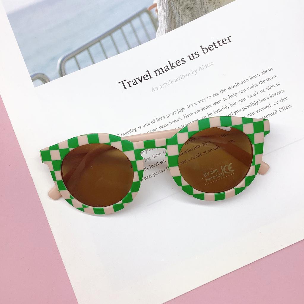 Individualized Children's Sunglasses Fashion Boys and Girls Checkerboard Sunglasses Baby anti-UV Glasses Tide