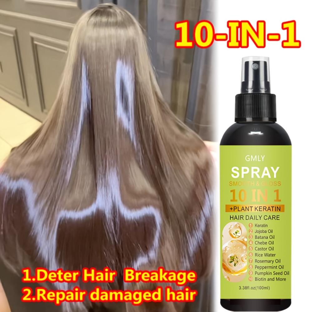 10-In-1 Leave-In Hair Care Spray, Salon-Grade Heat Protection Formula with Argan Oil, Keratin, And Coconut Oil, Delivers Tenfold Hair Care Benefits,