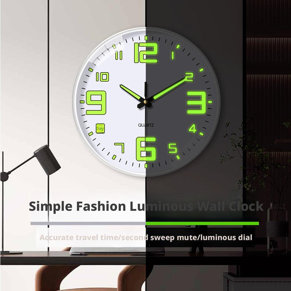 Digital Luminous Clock Home Living Room Decoration Clock Fashionable Silent Wall Mounted Electronic Clock Without Punching Holes