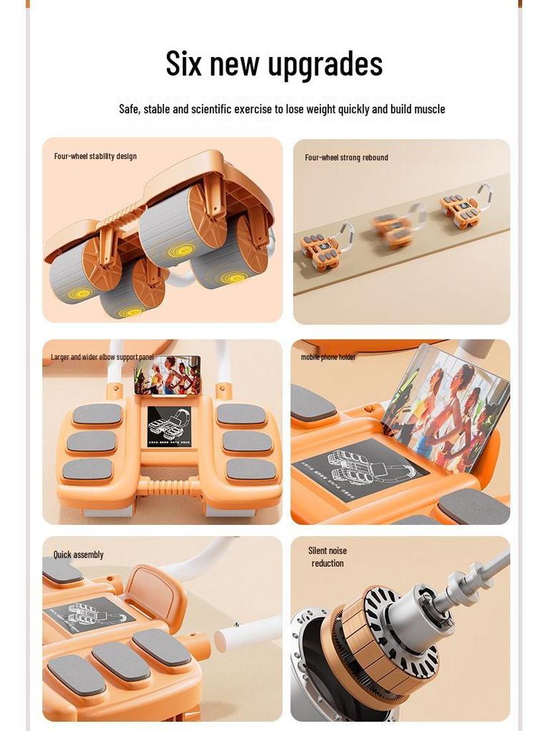 Changfeng 2025 Four-Wheel Ab Wheel with Elbow Support - Automatic Rebound Sit-up Fitness Machine