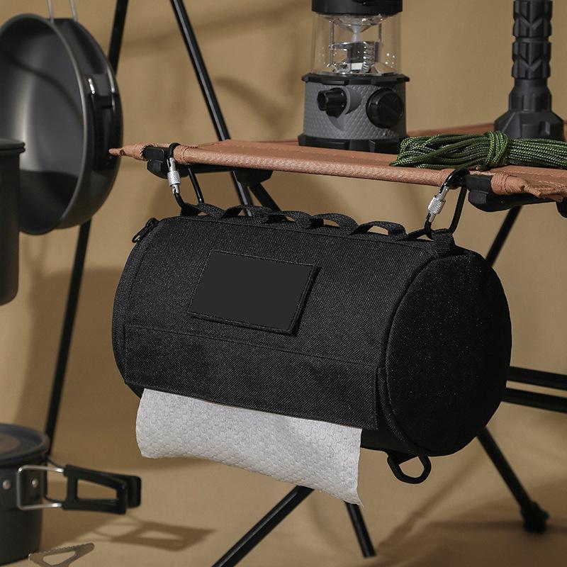 Black Outdoor Camping Toilet Paper Holder Waterproof Hanging Kitchen Roll Storage Bag