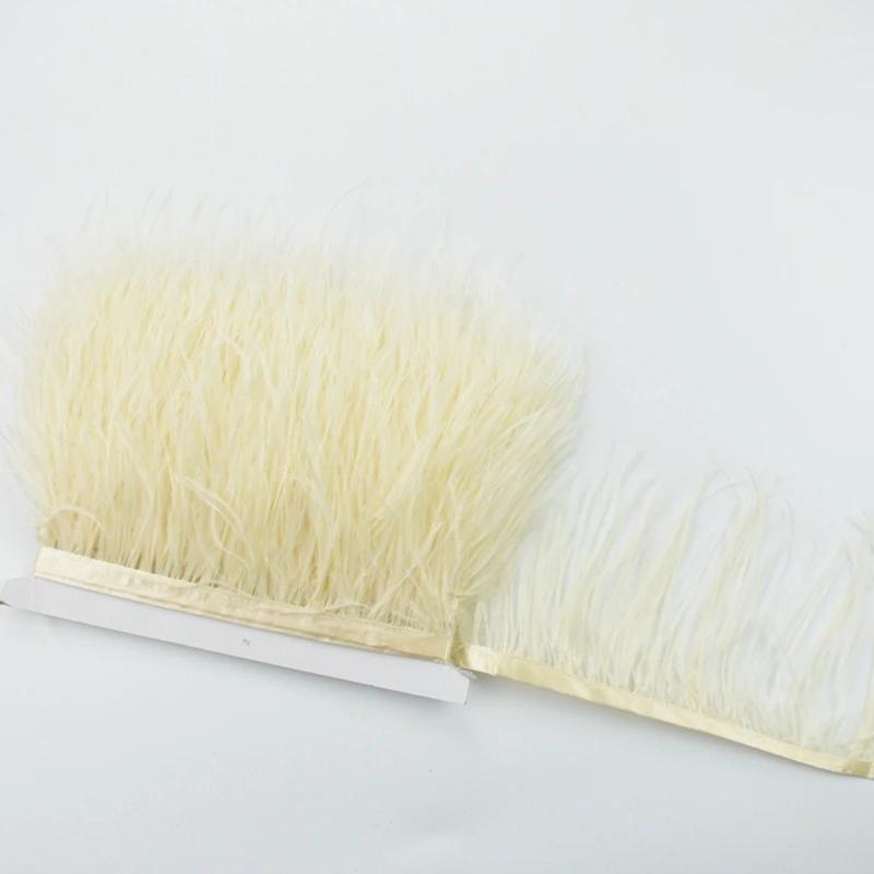 1M 5M 10Meter 8-10Cm Black Ostrich Feather  Trims Natural White Ostrich Feather For Craft Ribbon Fringe For Skirt Party Clothing