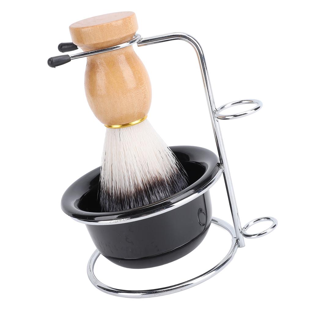 Ensemble de blaireau Kit de toilettage Moussage efficace Poils synthétiques Support en acier inoxydable Bol à raser Support pour hommes