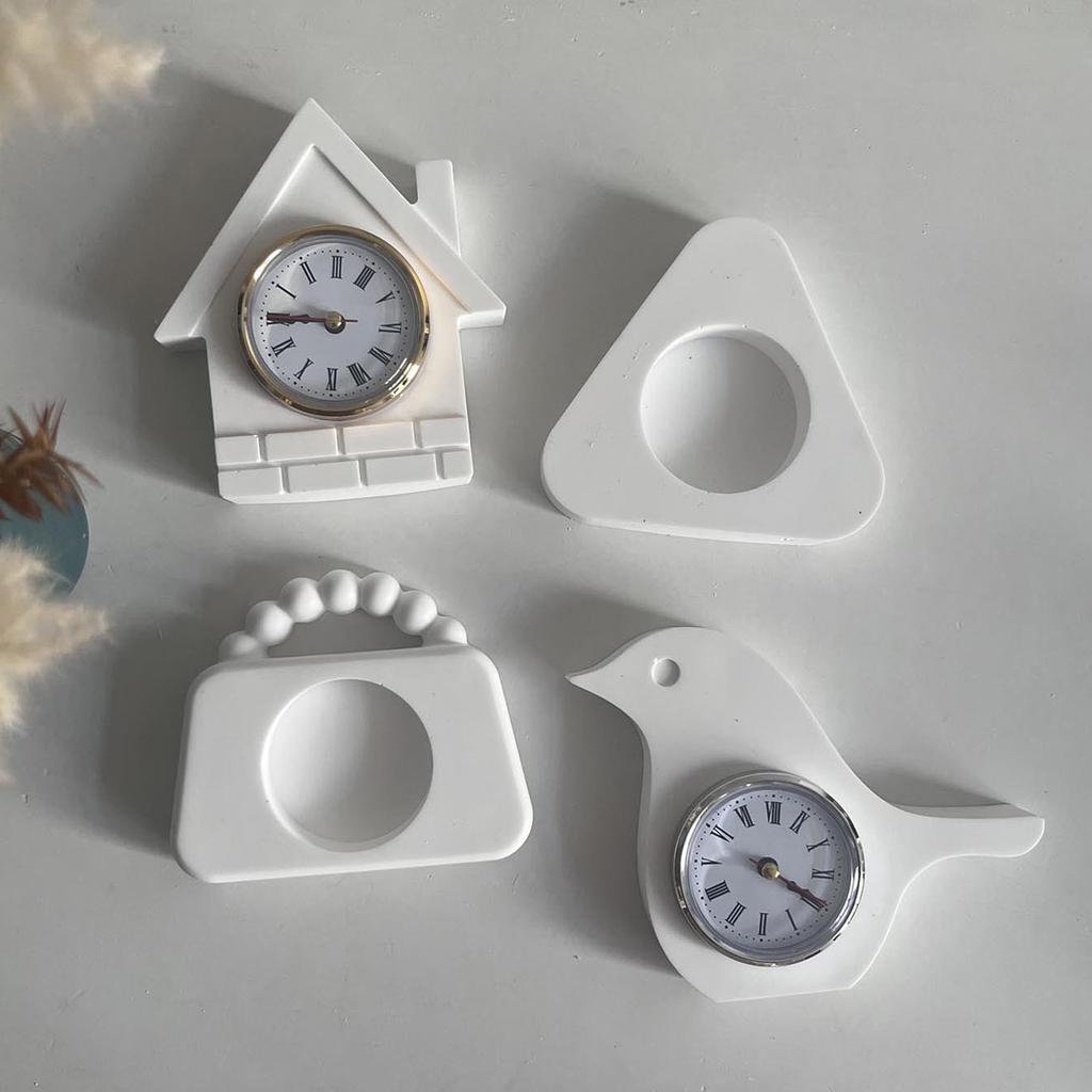Flexible Silicone Mold Miniature Clock Shaped Decoration Making Mould Temperature Resistant Gypsum Mould for Ornament