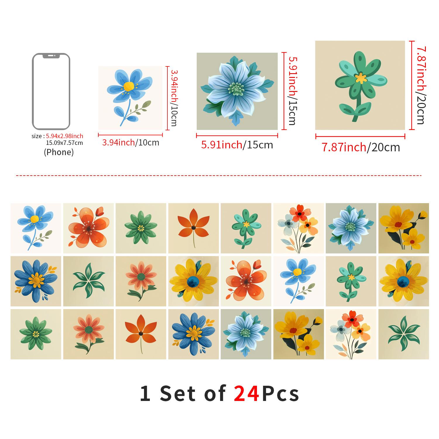 

24Pcs European-Style Tile Sticker Kitchen Self-Adhesive Oil-Proof Wall Stickers Waterproof Vinyl Removable Wall Decals 10cmx10cmx24pcs