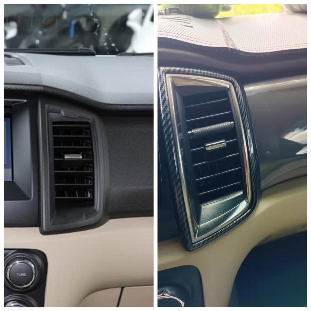 Imitaiton Carbon Fiber Front Air Outlet Frame Cover Trim Car Interior Decorative for Ford RANGER T6 T7 T8 Everest 2015-2020