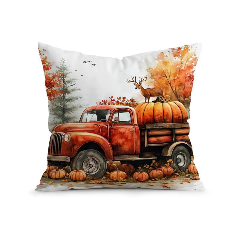

Домашний декор Осенние наволочки с оленями, тыквами и грузовиком Наволочка для подушки Подходит для дивана, спальни, автомобиля 40x40cm 16x16in