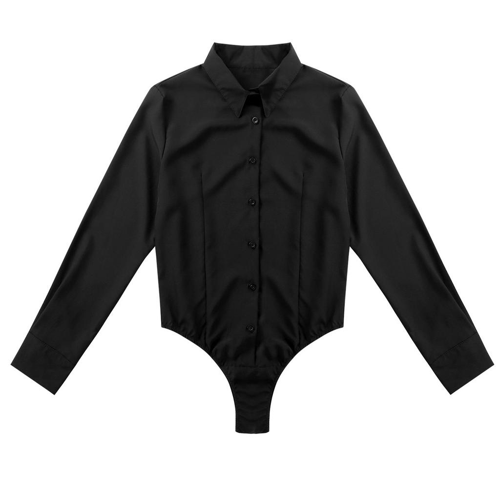 Women Bodysuit Shirt Bottoming Shirt Office Wear One-Piece Bodysuit Easy Care Work Bodysuit Shirt