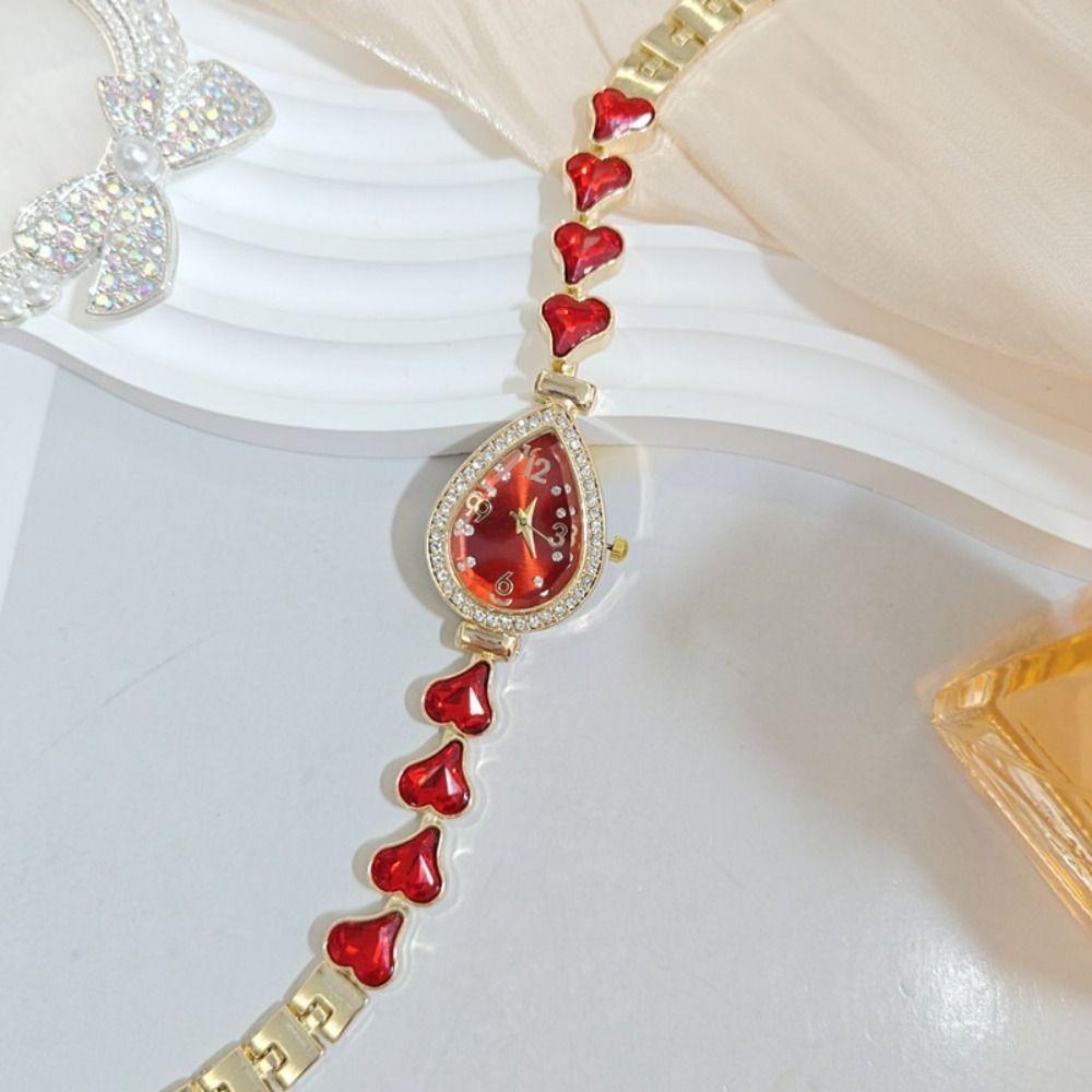 Fashion Accessory Heart Bracelet Watch Waterdrop Shaped Case Women's Quartz Watch  Daily Use