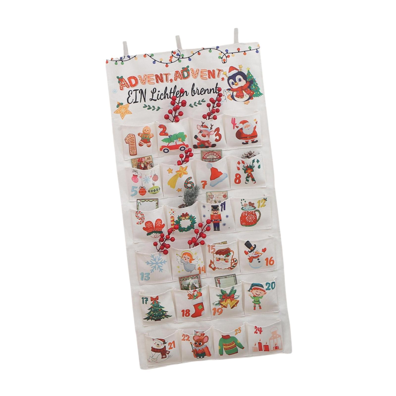 

Christmas Advent Calendar Hanging Advent Calendar 24 Pockets Empty Fillable Advent Calendar for Holiday Door Wall Office Bedroom