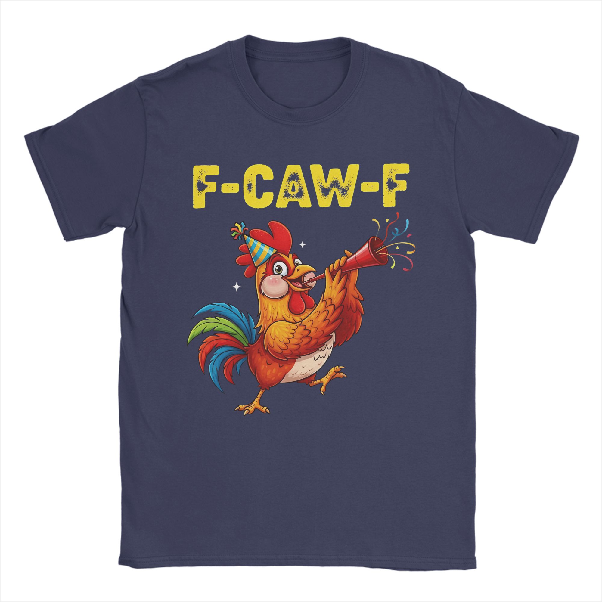 

Party Rooster Celebration Cartoon with F-CAW-F T-Shirt Summer Hip Hop T-Shirts Men Cotton Comfortable Top Tees Short-Sleeve Tops 4XL