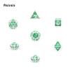 7 Pcs Green White Skull Metal Dice Solid Metal Polyhedral Dice Set Suitable for Role-Playing RPG Board Game Card Game