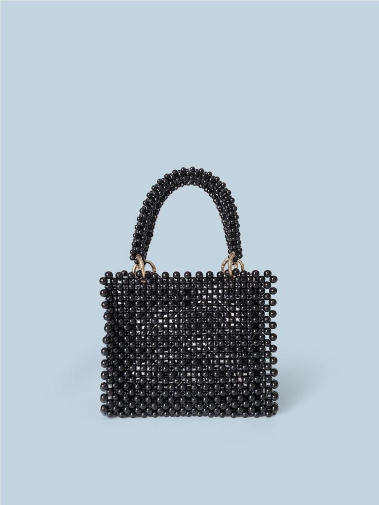 Damska torebka na ramię z czarnych pereł