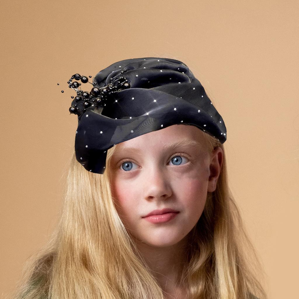 Fascinator Headband Hat for Women Halloween Headwearear with Beaded Hair Accessory Headpiece Hair Decoration for Party