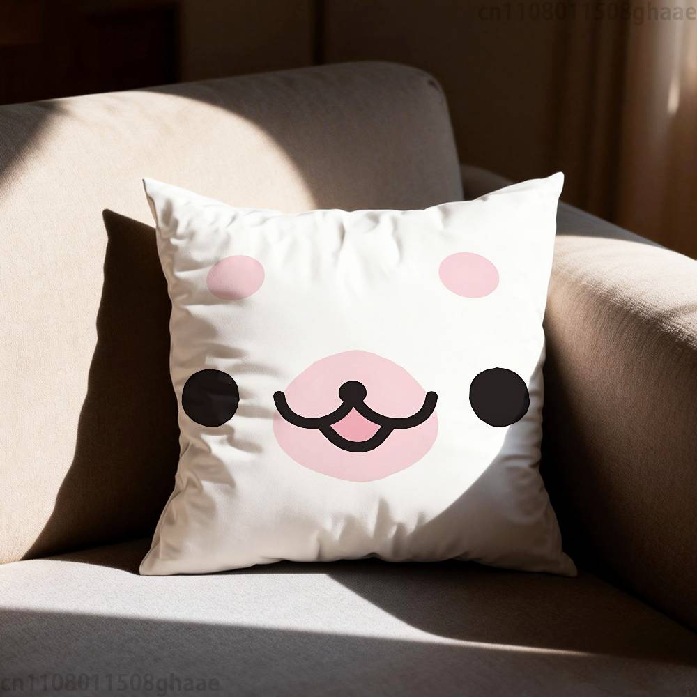 PINK Kawaii MMamegoma Pillow Case Square DoubleSided Printing Short Plush Sofa Cushion Cover Bedroom Bedside Pillow