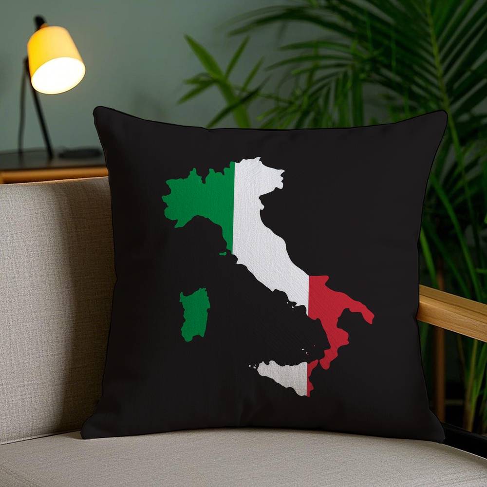 I-Iitalian Flag Pillow Case Office Sofa Dorm Chair Back Short Plush Double-sided Printing Home  Cushion Cover