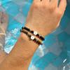 Vnox Stainless Steel Cross Virgin Mary Charm Tiger Eye Bead Adjustable Bracelet, Trendy Religious Prayer Jewelry for Men Women