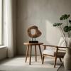 Resin Circular Form Sculpture WoodLook Abstract with Base Carved Statue Ebony