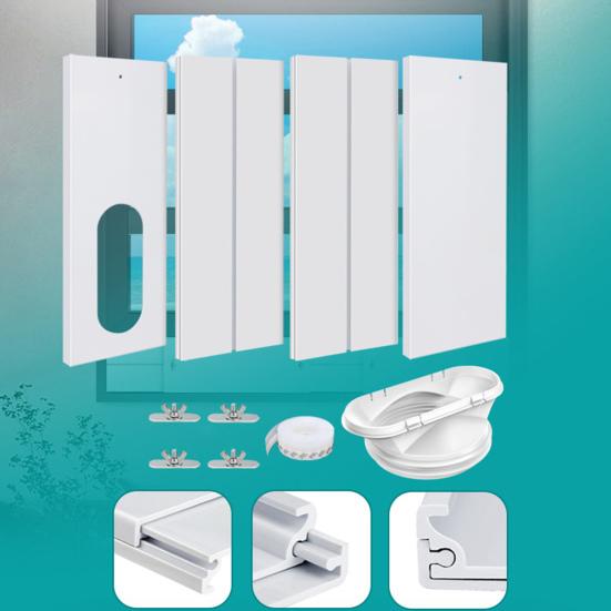 1 Set Tragbare Klimaanlage Fensterdichtungsset Hitzebeständige verstärkte PVC-Platte Schiebefenster Verstellbares AC-Entlüftungsset