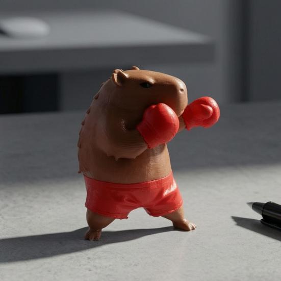 Healing Office Decor Boxing Capybara Figurine, Funny Boxer Desktop Ornament for Stress Relief, Cute Animal Statue Home Car Decoration Unique