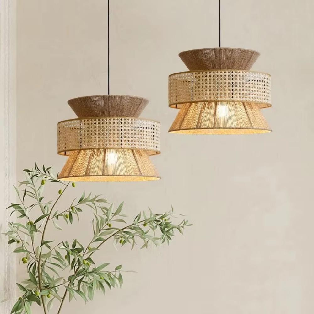 Vintage Wabi Sabi Handmade Hemp Rope Chandelier B&B Restaurant Bar Cafe Dining Room Pendant Lights Hanging Lamp Fixture