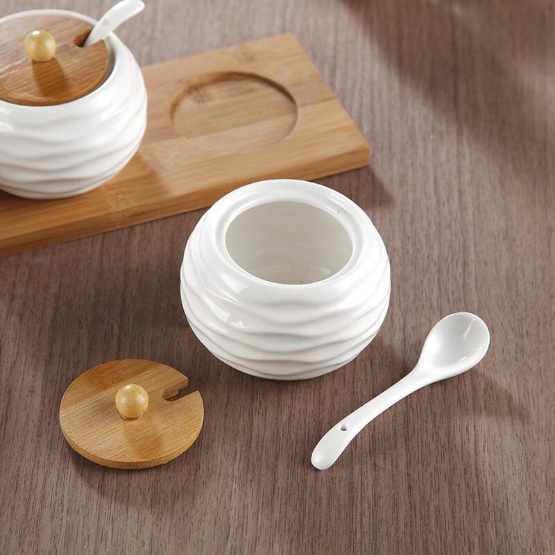 LISM Ceramic Wave Pattern Seasoning Jar Set